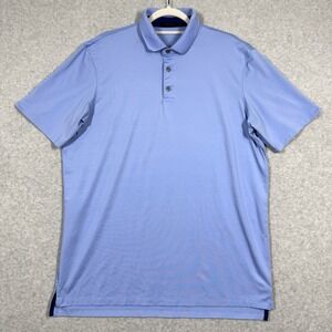 Greyson Polo Shirt Mens Large Performance Golf Solid Blue‎ Stretch Short Sleeve